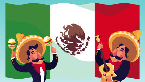 mexican mariachis playing instruments characters