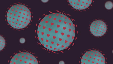 célula de coronavirus hecha de corazones de san valentín, animación covid