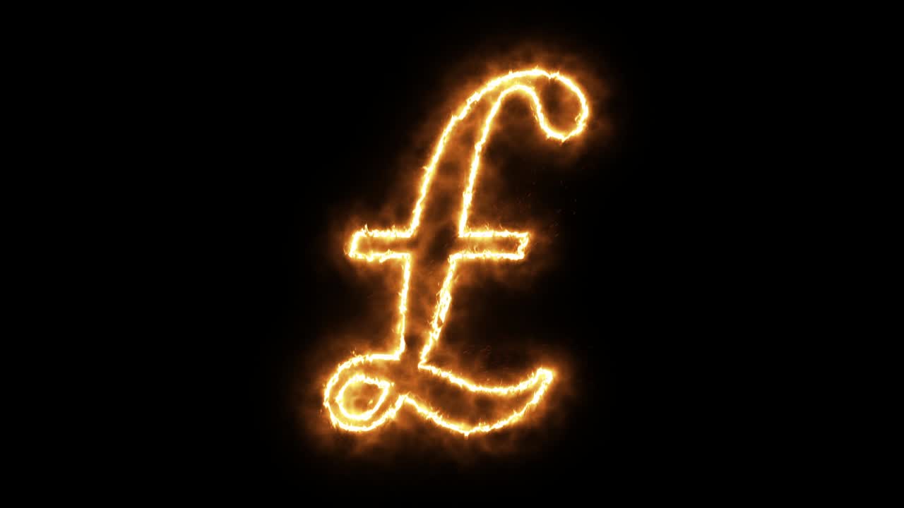 la libra esterlina es el símbolo de la llama ardiente. el símbolo de la libra británica hecho de la llama del fuego. la fuente de la quema ardiente o el texto del alfabeto de la hoguera con un efecto de calor ardiente y brillante.