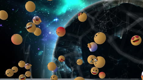 animation of emoji icons over globe