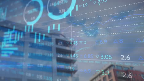 animación del mercado de valores y procesamiento de datos sobre el paisaje urbano