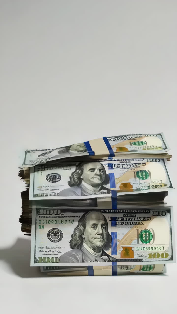 Pilha de notas de cem dólares americanos