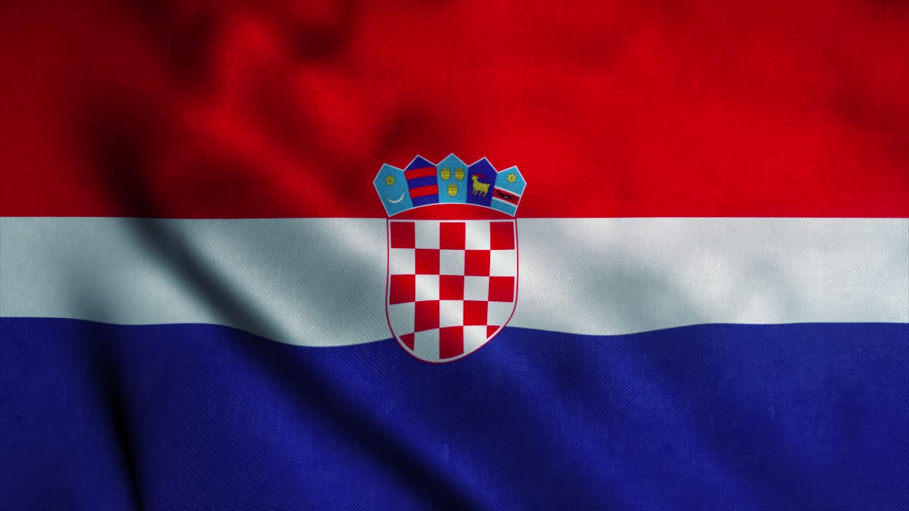 크로아티아 발이 바람에 흔들리는 크로아시아의 국기 크로아시아의 표지 무결 루프 애니메이션 4k