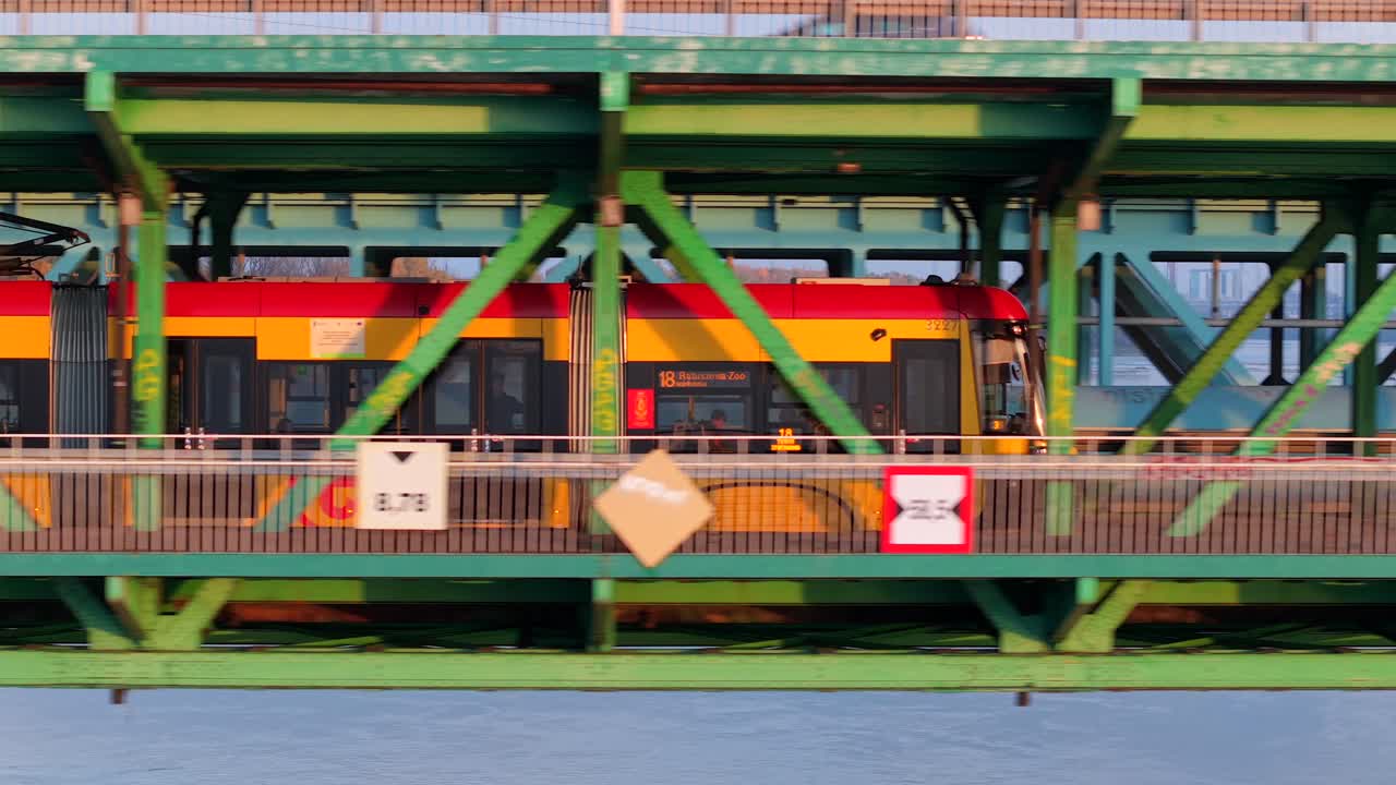 Tram Crossing a Bridge in Gdańsk, Poland