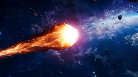 a meteor falling through space