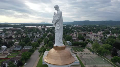 aerial view of cityscape with statue