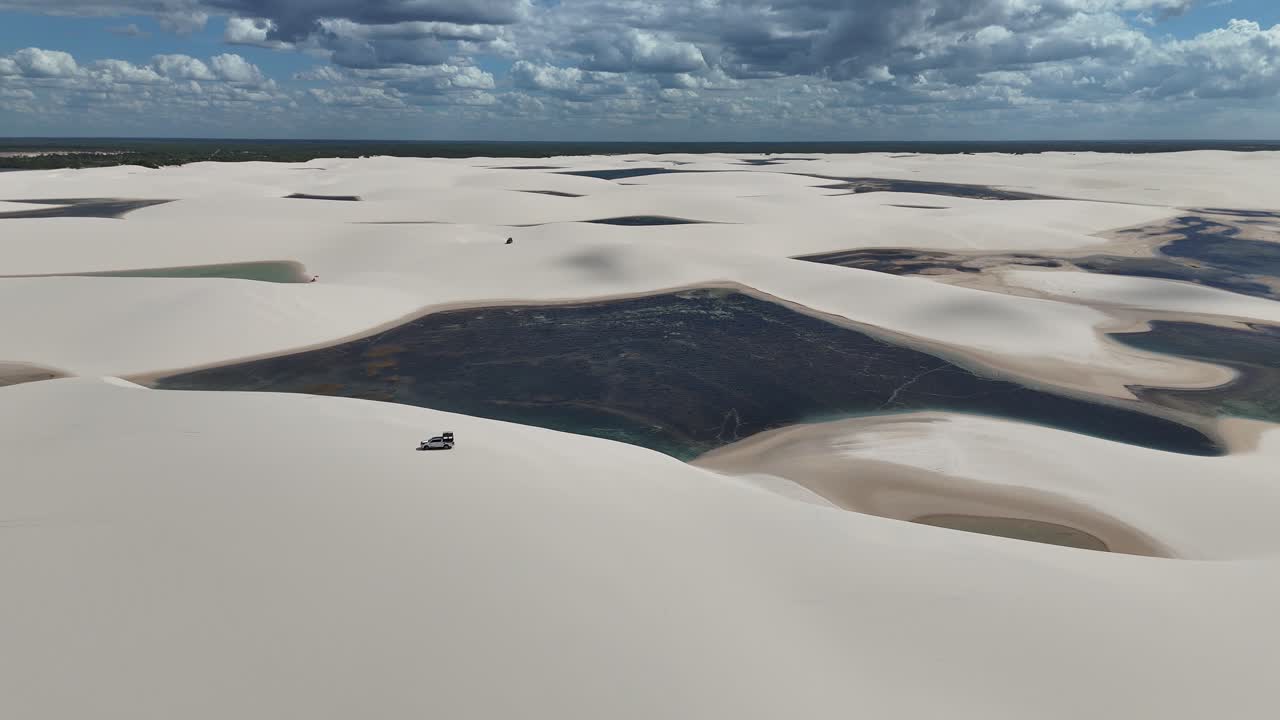 Lencois Maranhenses Skyline At Santo Amaro In Maranhao Brazil. Freshwater Lakes Landscape. Sand Dunes Mountains. Lencois Maranhenses Skyline At Maranhao. Tourism Travel. Nature Scene. Beach Background