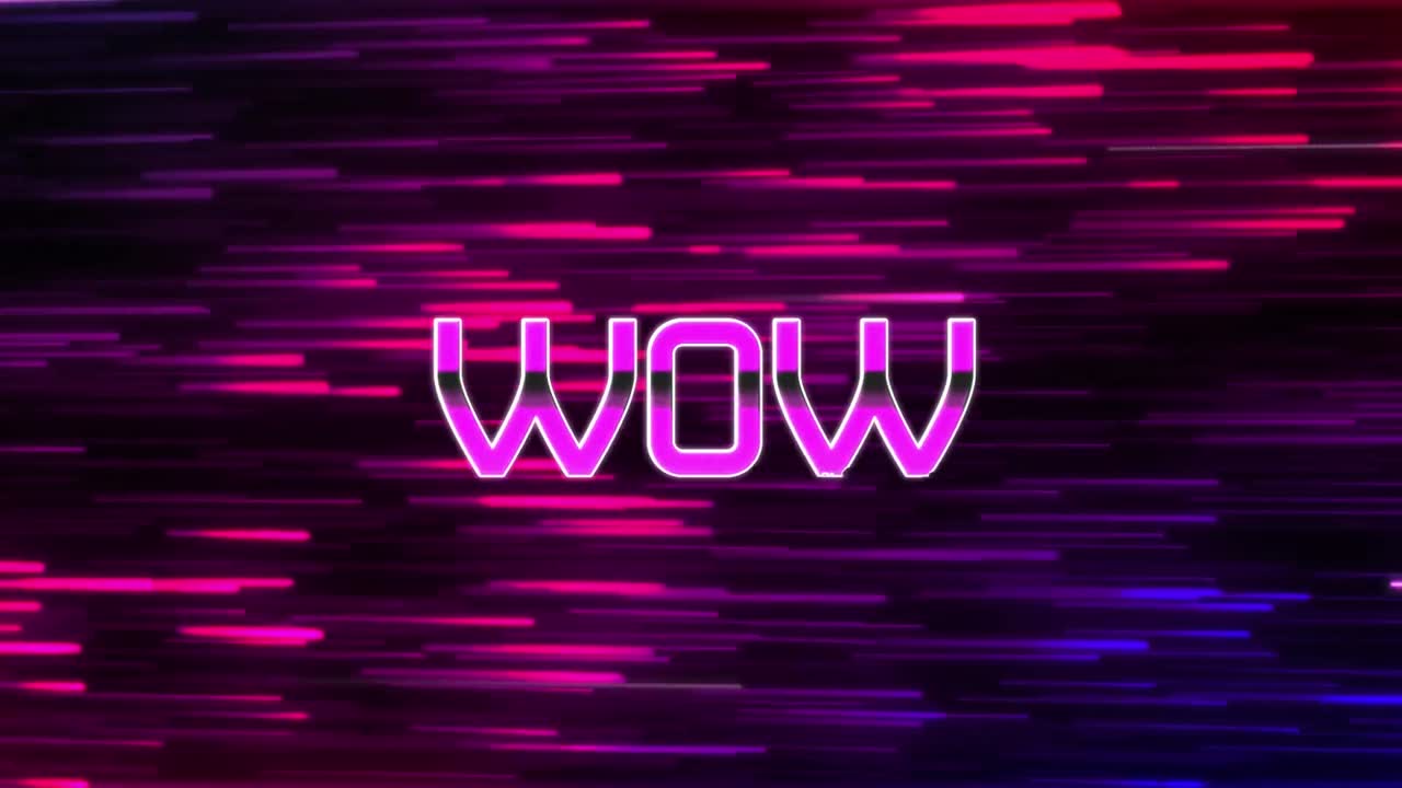 animación de texto wow sobre rastros de luz sobre fondo negro