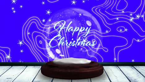 Animation-of-christmas-season's-greetings-text-in-snow-globe-and-shooting-star-on-blue-background