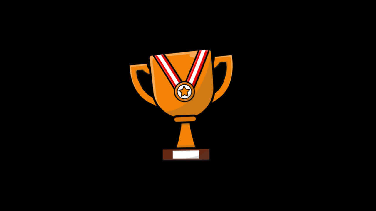 Animated Golden Trophy with Medal on Black Background