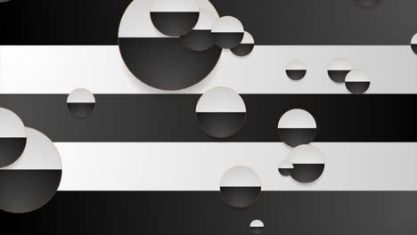 contrast black and white circles with golden outlines geometric motion background