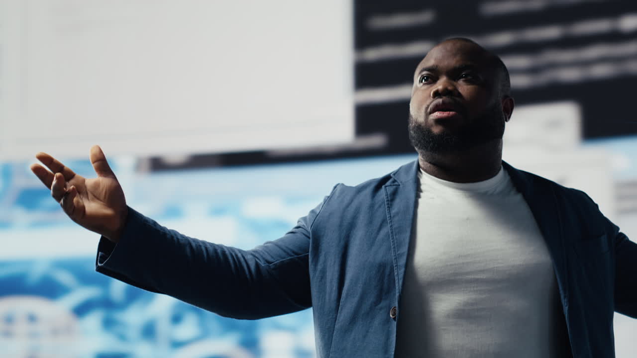 Black professional software engineer programming for tech innovation