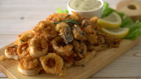 fried seafood  with sauce