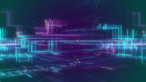 digital cyberspace with particles and big data stream network connections loopable video