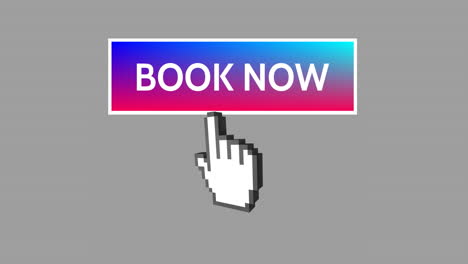 book now button with pointing hand 4k