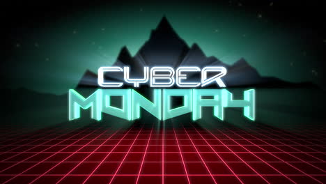 Cyber-Monday-with-grid-and-mountain-in-futuristic-galaxy