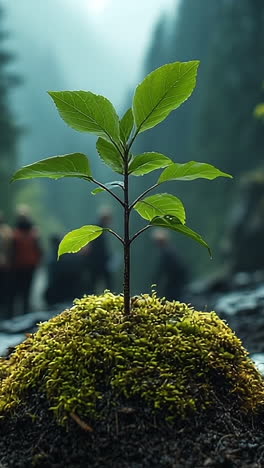 new life emerges in a misty forest