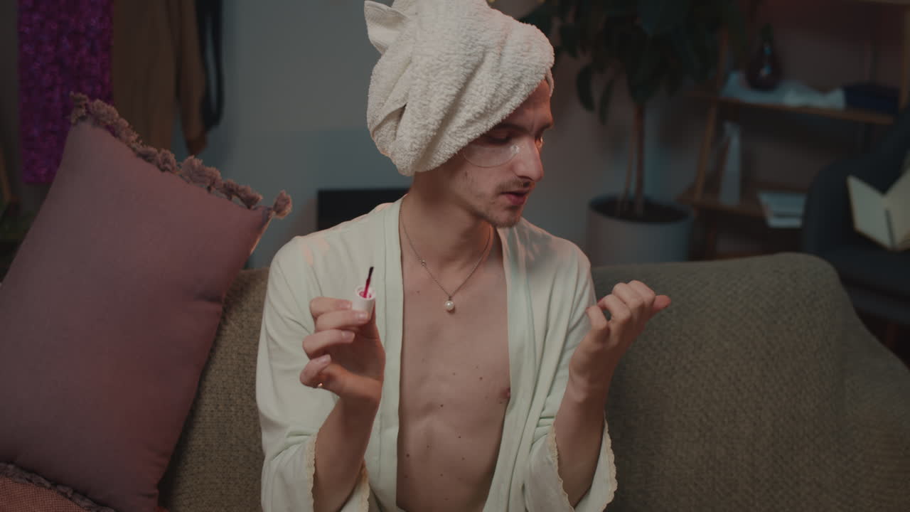 Man Doing Manicure at Home