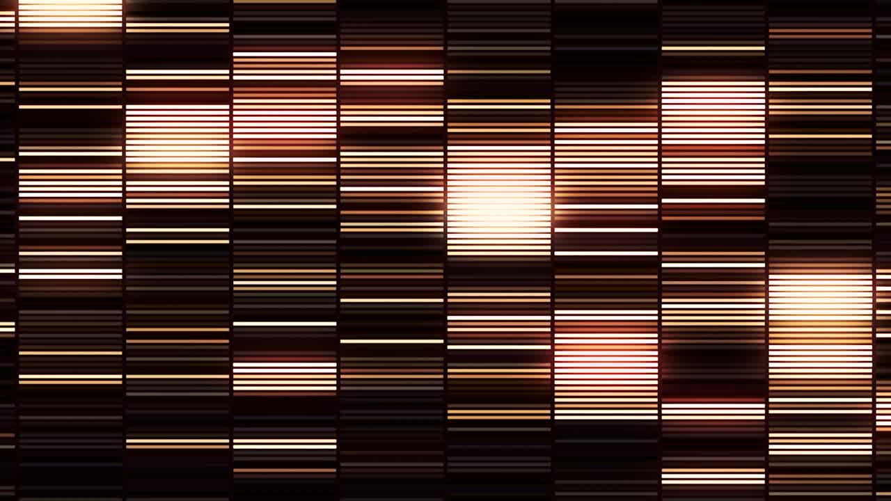 barras verticales abstractas de bronce o marrón con muchas líneas brillantes horizontales. movimiento. fondo de pared de discoteca, detalles interiores de un club nocturno, bucle sin costuras