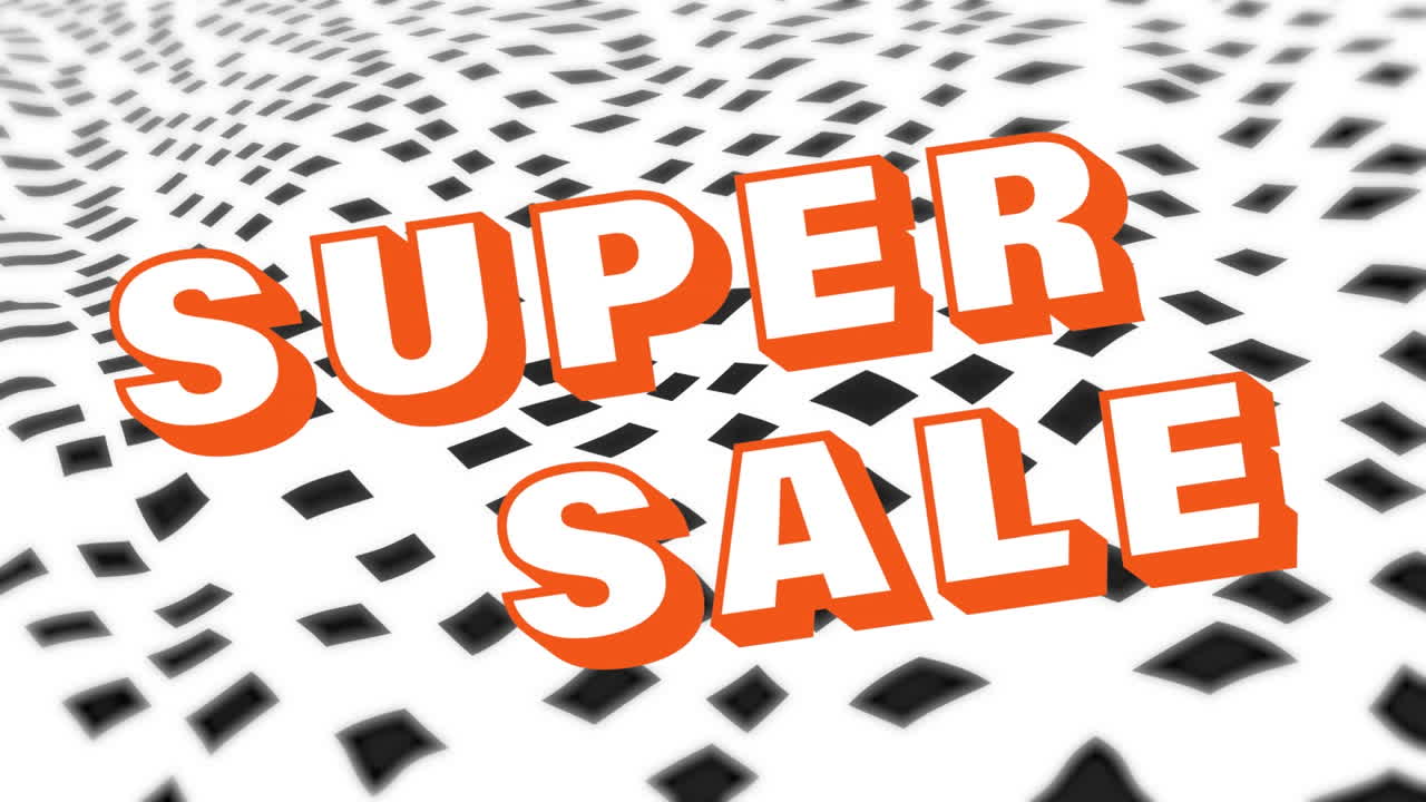 animación del texto de super venta y puntos en fondo blanco