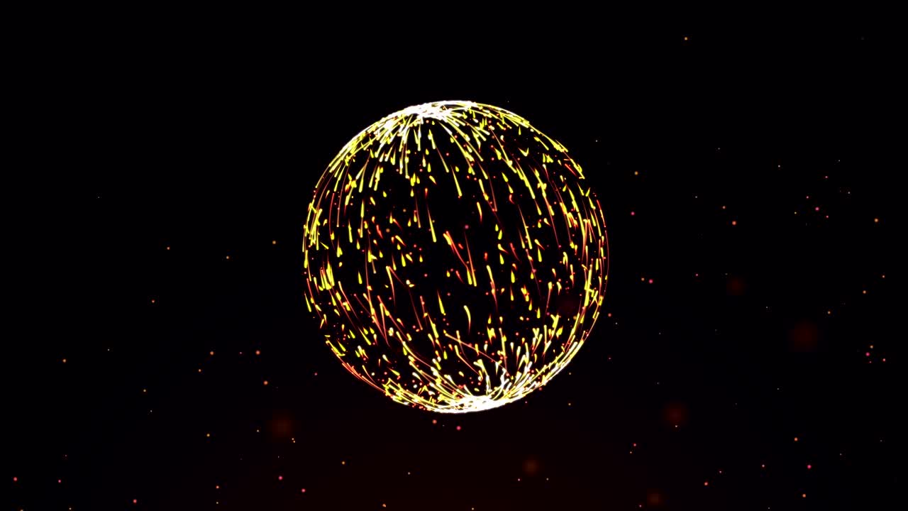 반이는 빛의 황금 구 구와 흐르는 입자가 당신의 배경, 미디어, 광고를 위해.