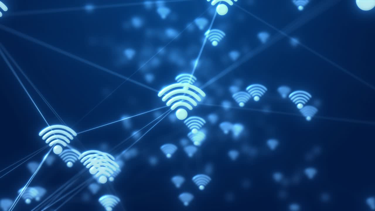 Futuristic Wifi Network Connection: Cyberspace, Communication, and Technology in Abstract Virtual plexus Animation