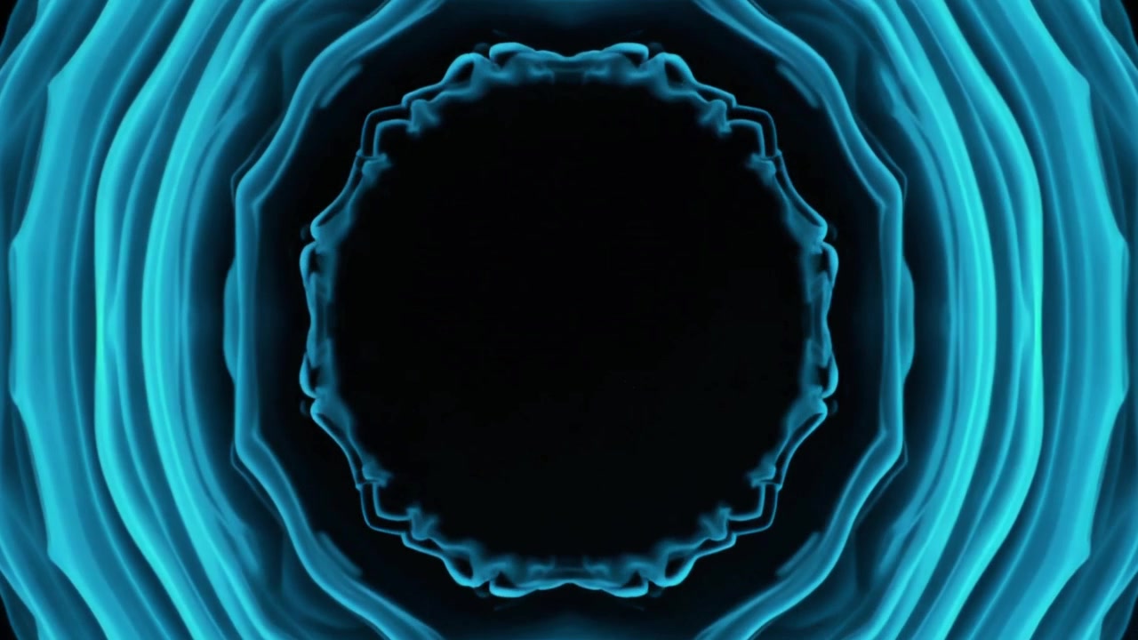 Onde circolari blu astratte che pulsano su sfondo scuro