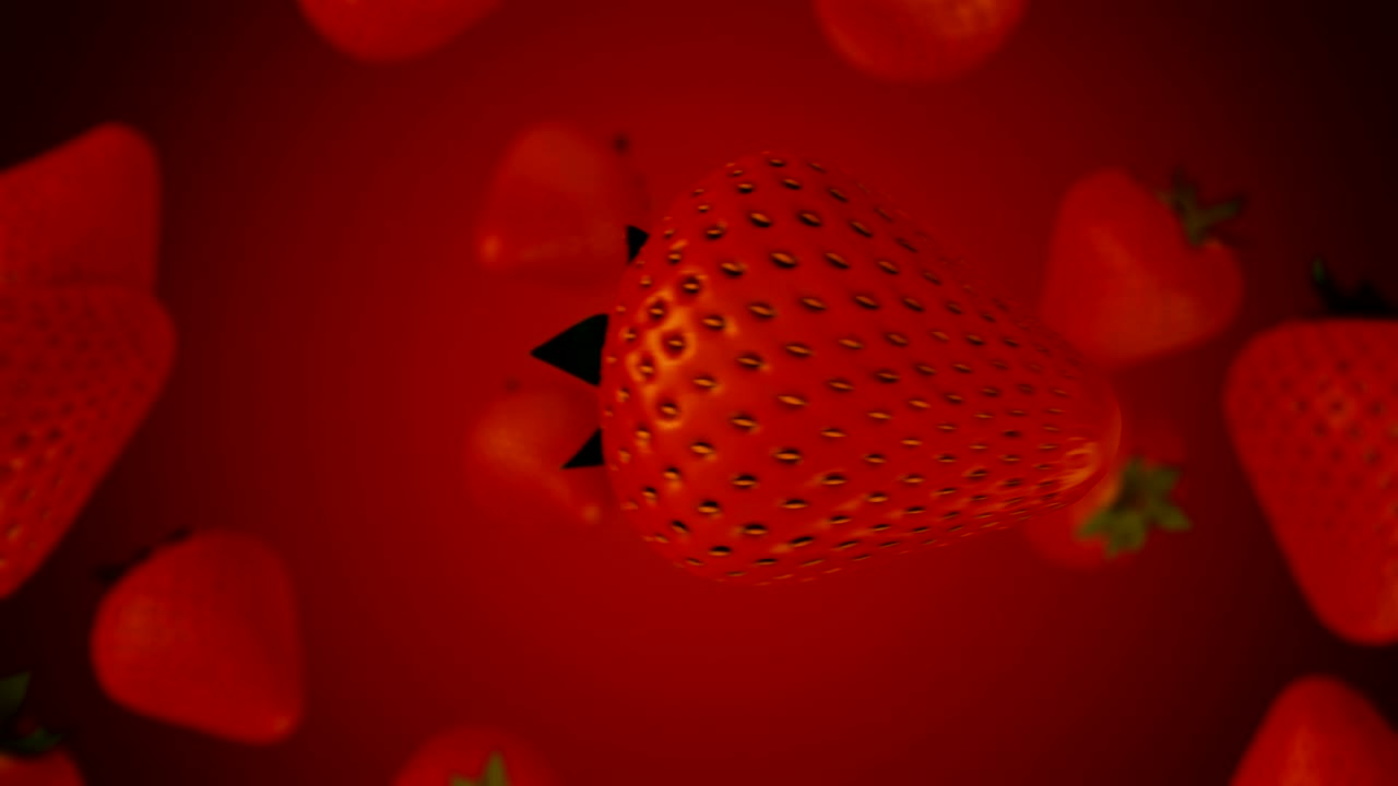 건강한 유기농 딸기 회전 및 전환과 루마 매트 알파 채널 - 원활한 루프 - 스 비디오