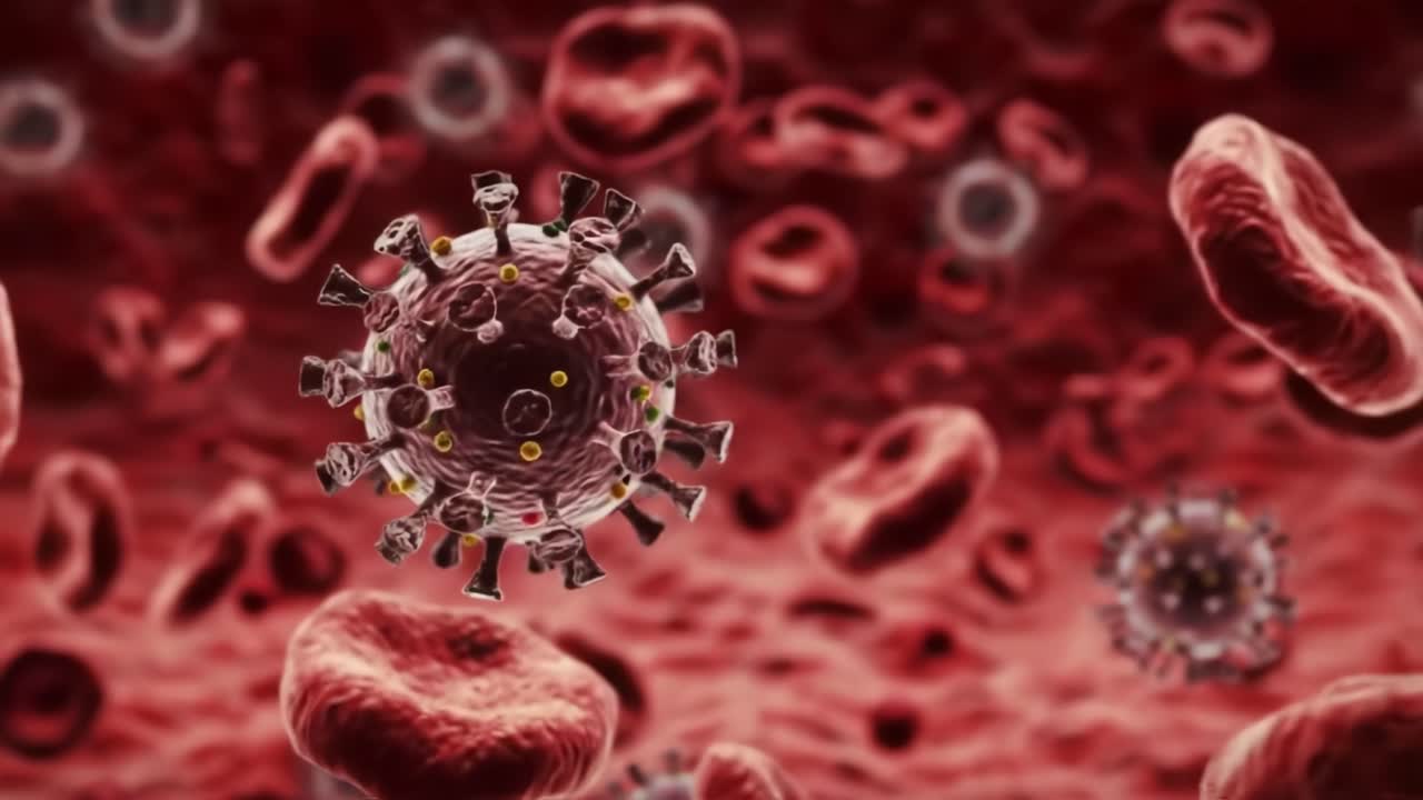 Approfondendo l'affascinante interazione tra virus e cellule del sangue, mostrando la loro struttura e il loro comportamento da una prospettiva microscopica