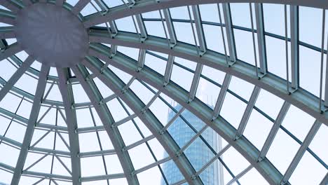 modern dome with glass roof and city view