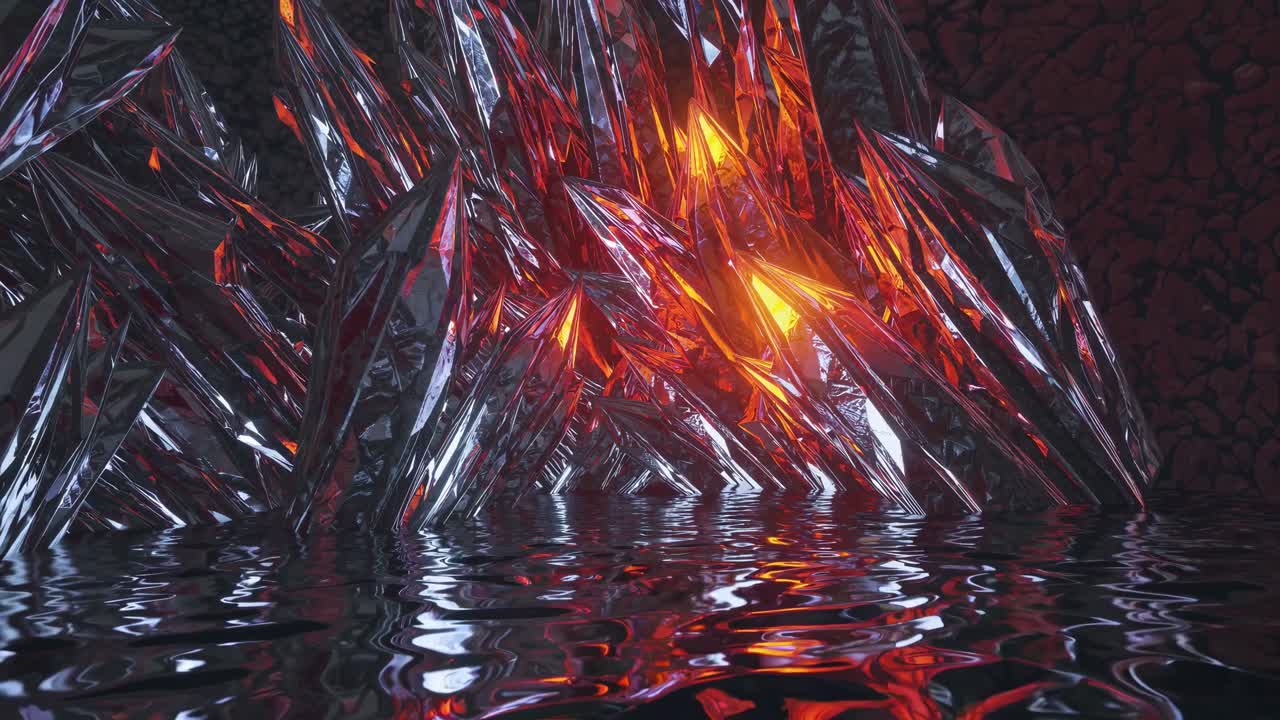 cueva de cristal abstracto con reflejos de lava