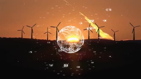 Digital-spinning-globe-surrounded-a-data-connections-with-wind-turbine