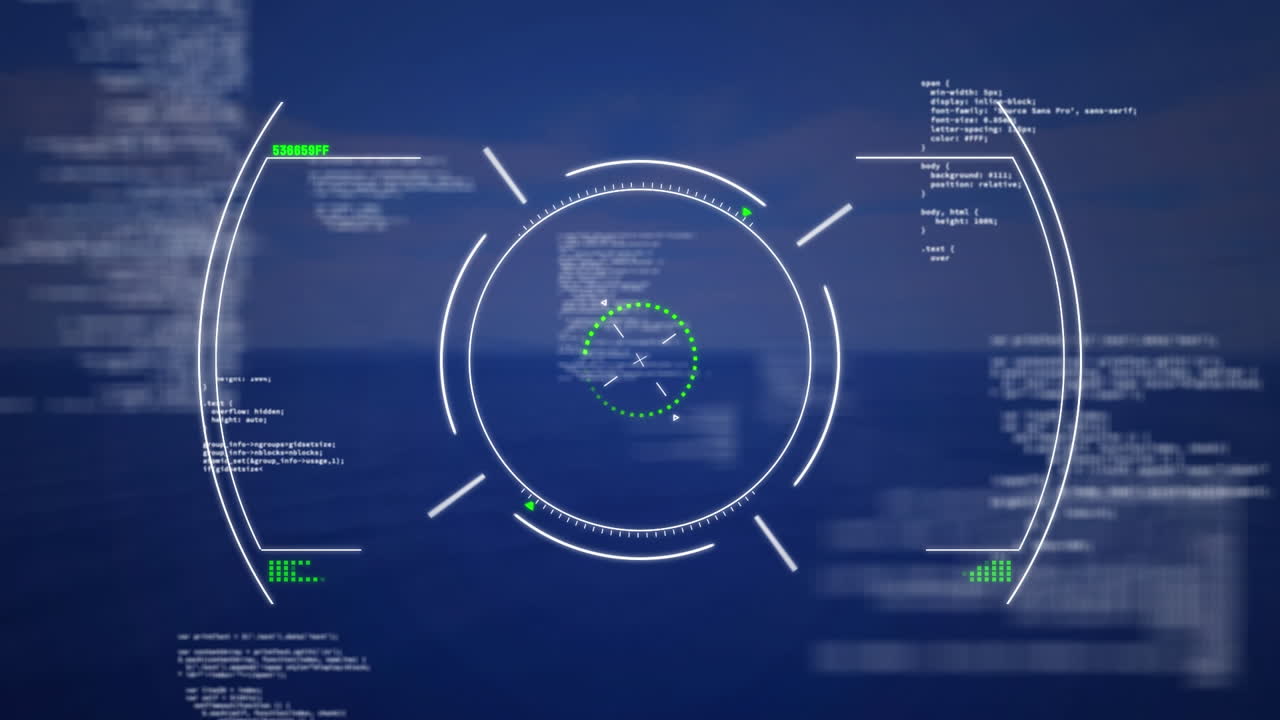 animación del escaneo del alcance y el procesamiento de datos sobre el paisaje