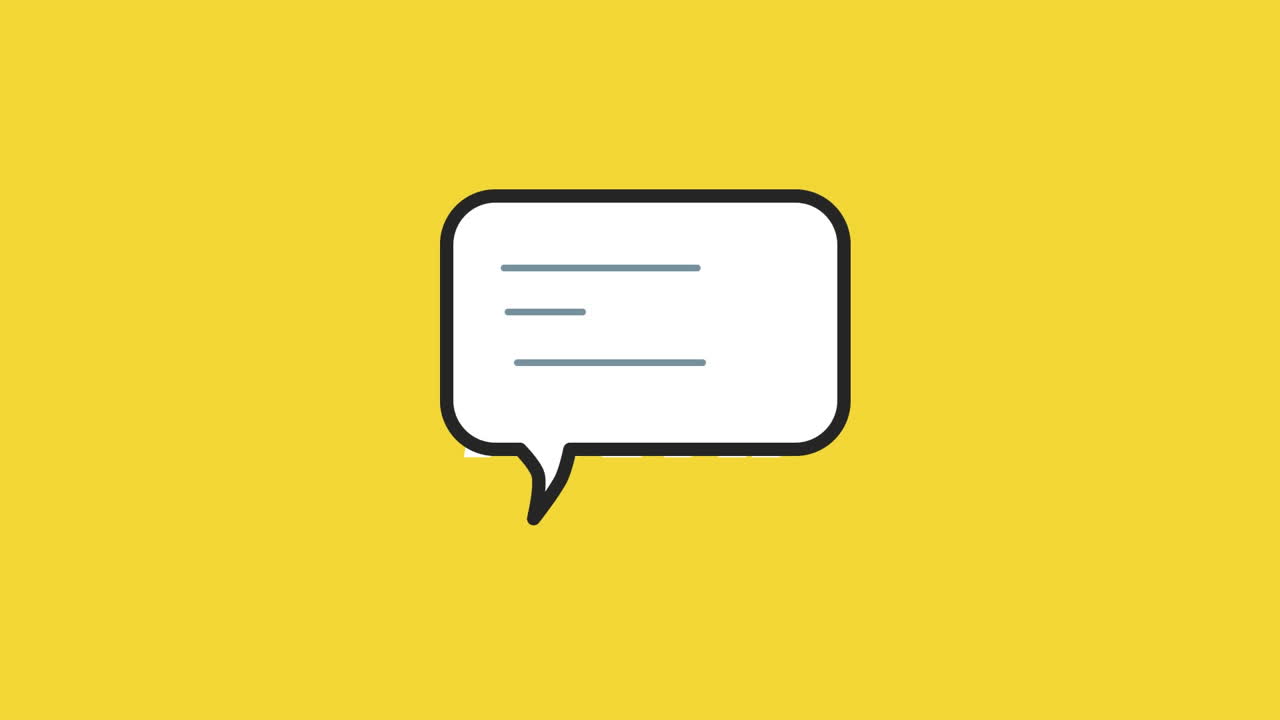 Animation of speech bubble moving over yellow background