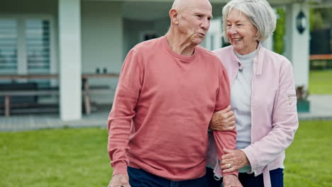 Walker,-senior-couple-and-outdoor-with-support