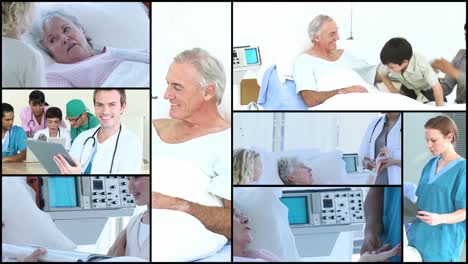 montage of elderly people in hospital