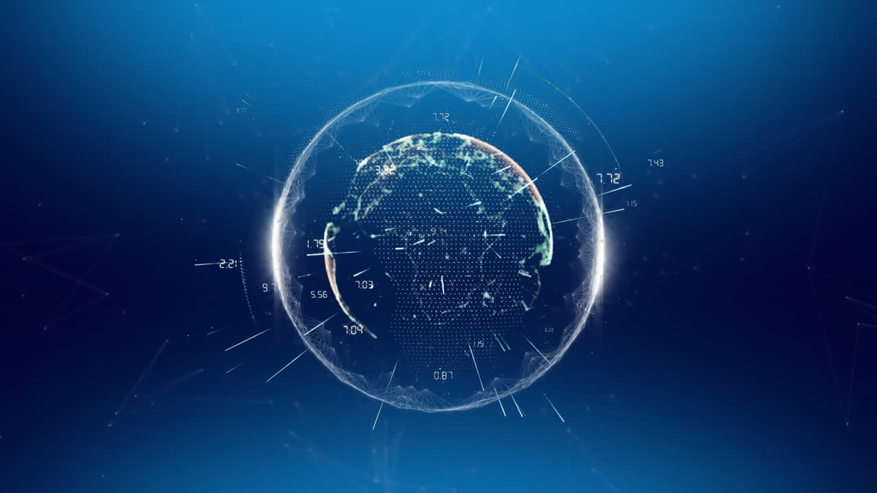 Digital earth sending data on a blue background