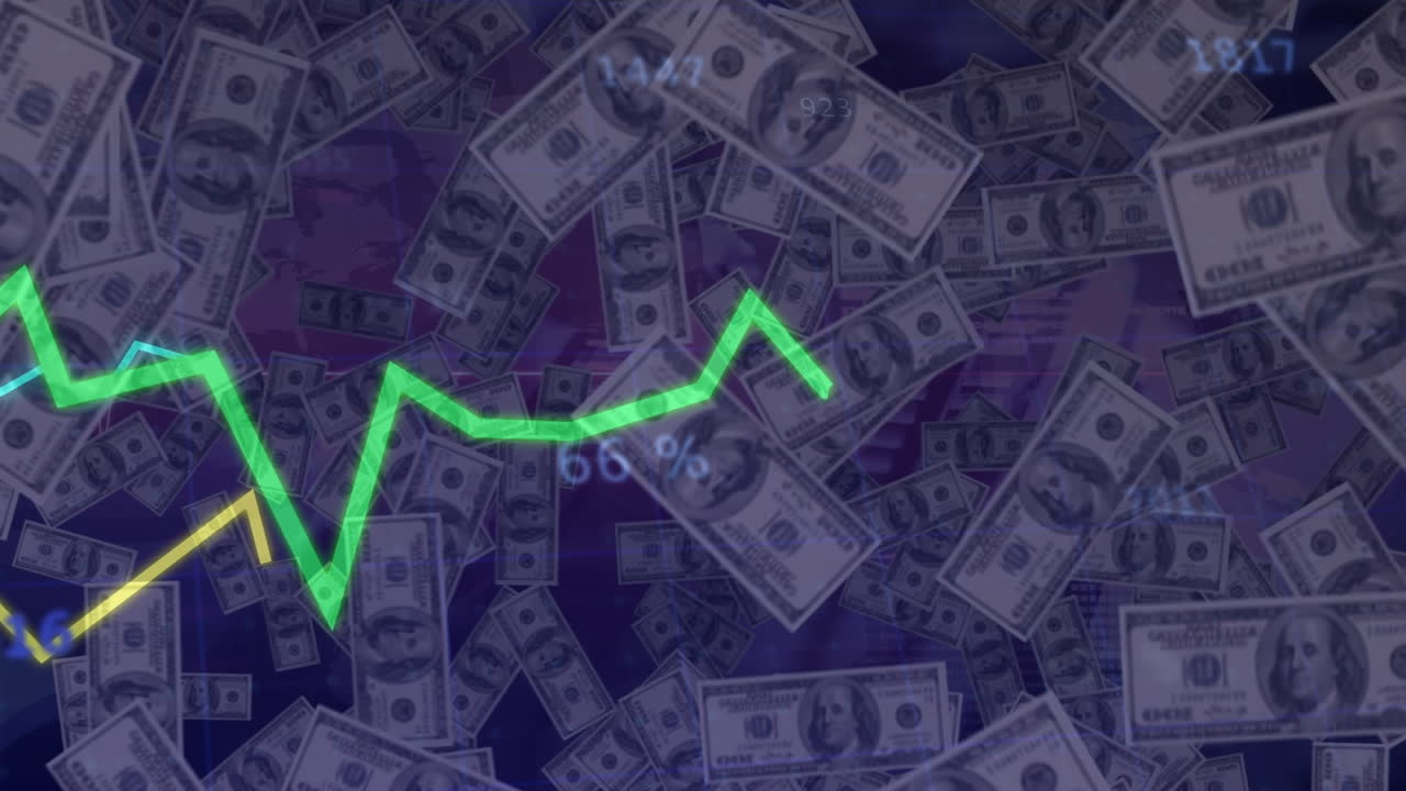 animación del procesamiento de datos sobre billetes
