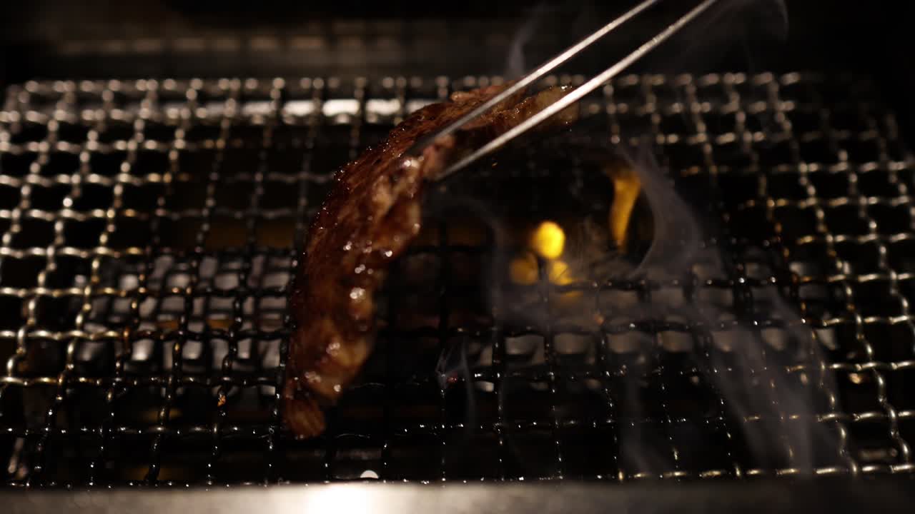 Steak grilled, flipped, and served in skillet