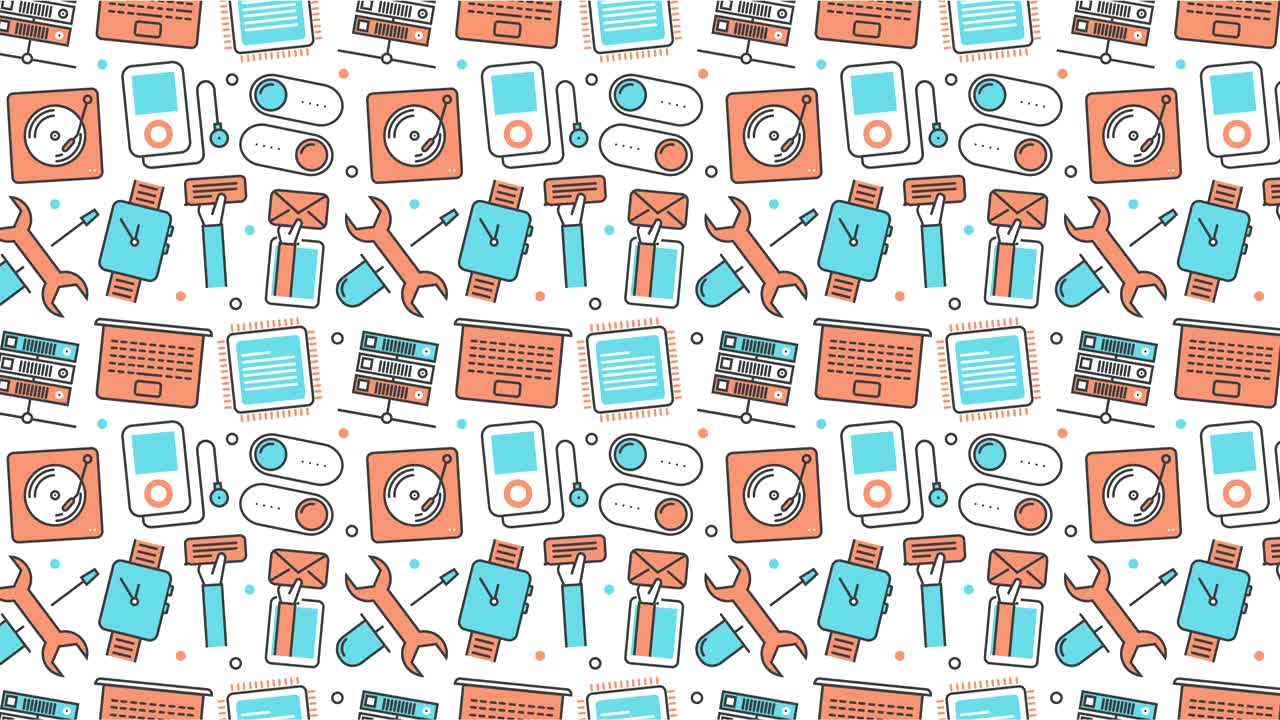 modern seamless texture background of flat technology and gadget icons