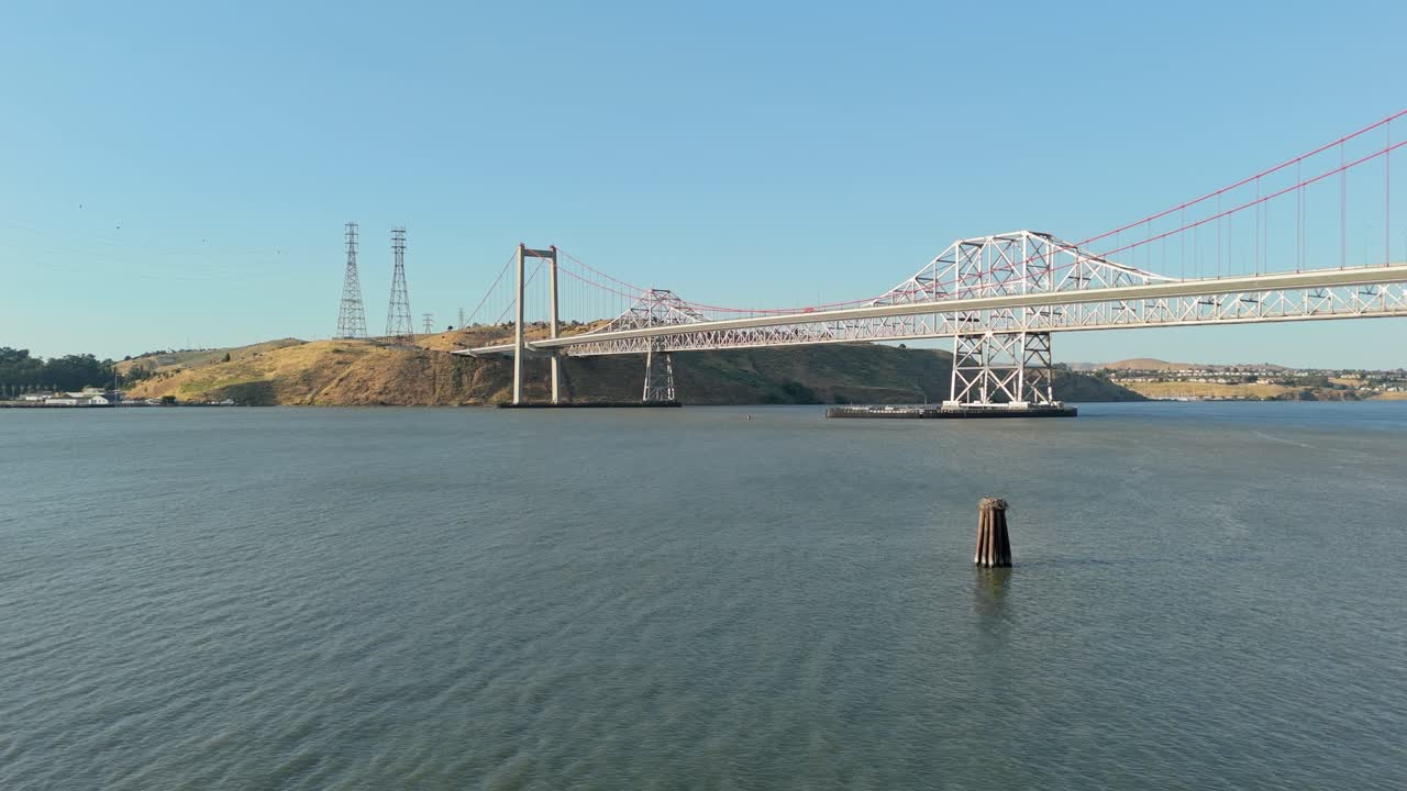 Scenic Alfred Zampa Memorial Bridge Over Water Vallejo CA