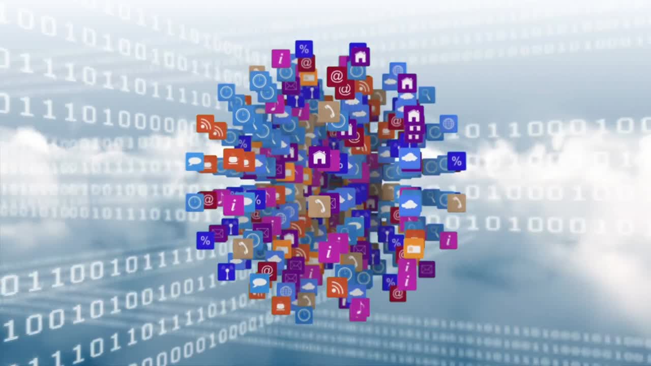 Internet icons in the shape of a globe for social media