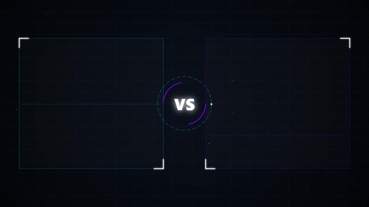 Modello di schermata Versus con layout a schermo diviso
