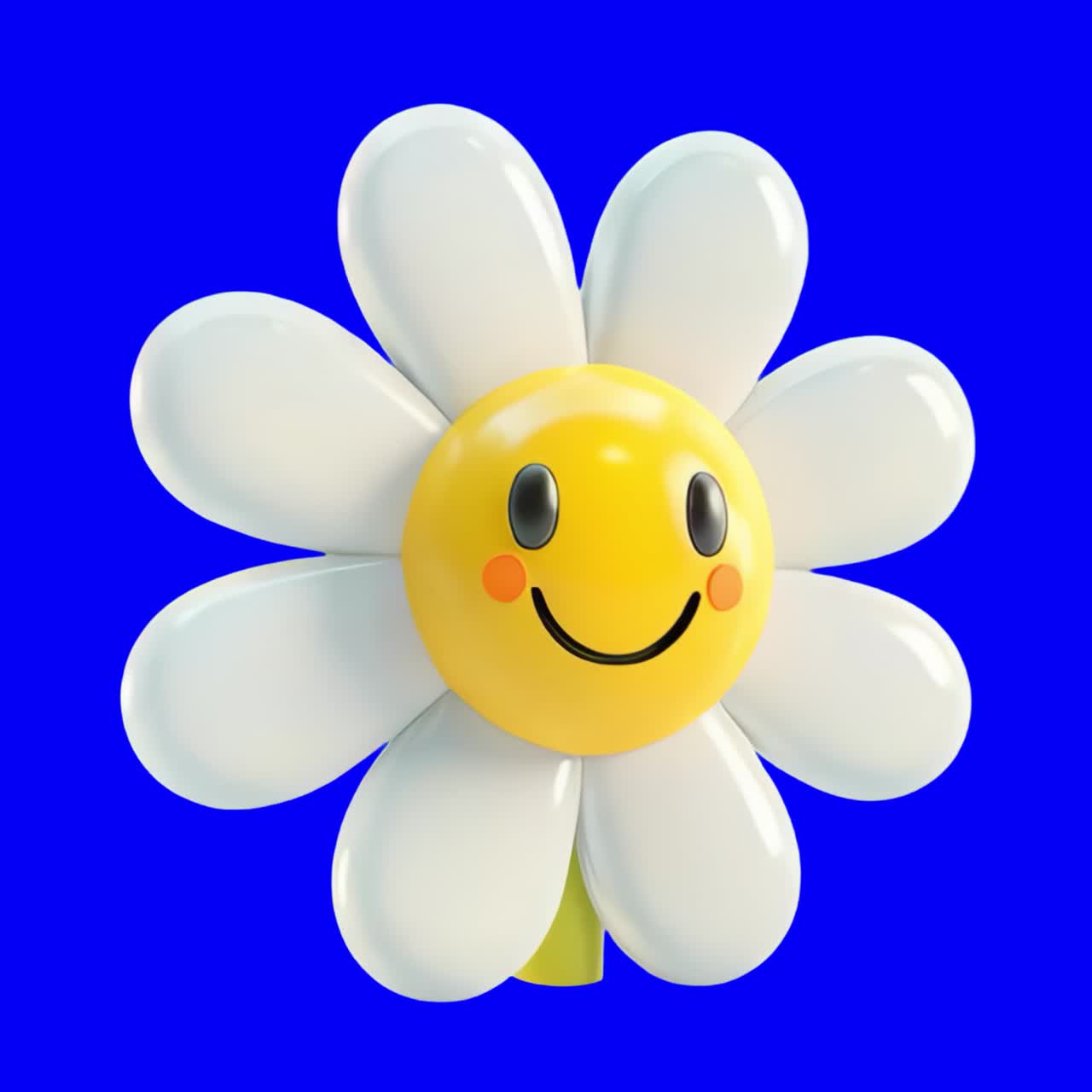 Cheerful daisy cartoon illustration animation, transparent 4K video, green screen