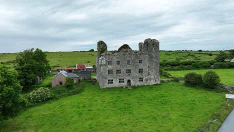 irish castles leamenah castle drone landscape dramatic historic location co.clare on the wild atlantic way
