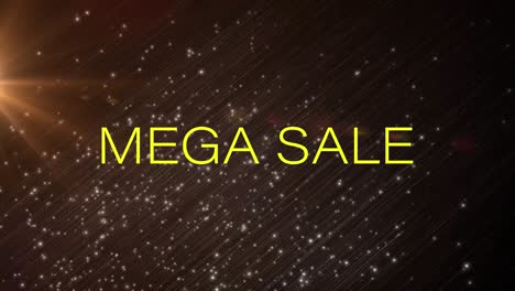 Animation-of-mega-sale-text-banner-over-light-trails-and-light-spots-against-black-background