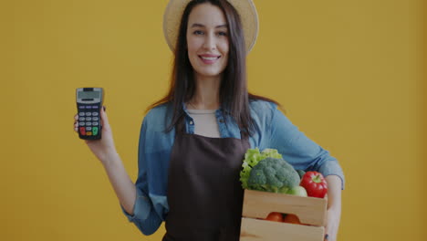 woman farmer selling produce at a market