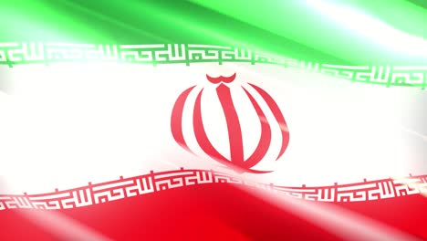 60fps shiny holiday iran flag colored in green, red, white waving, 3d 4k uhd seamless looping animation