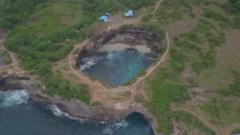 panoramic view of kelingking beach on nusa penida island near bali, indonesia.