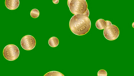 gold bitcoin coin digital currency technology on greenscreen loop animation in 4k